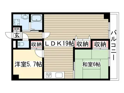 ヒルズ平和ヶ丘(2LDK/5階)の間取り写真