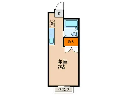 サンシャインハイツ(ワンルーム/2階)の間取り写真