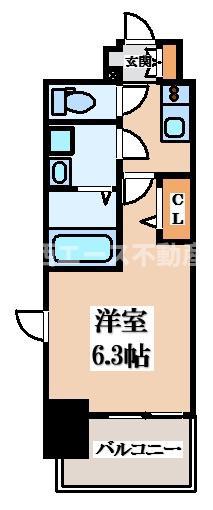 フォーリアライズ大阪ミッテ(1K/10階)の間取り写真