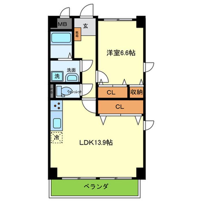 ヨコヤママンション1号館(1LDK/4階)の間取り写真