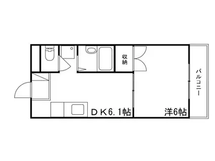 コーポラス城北(1DK/3階)の間取り写真
