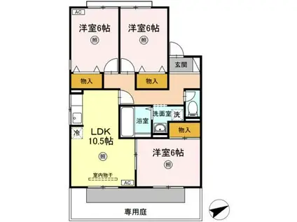 セジュールサバスE棟(3LDK/1階)の間取り写真