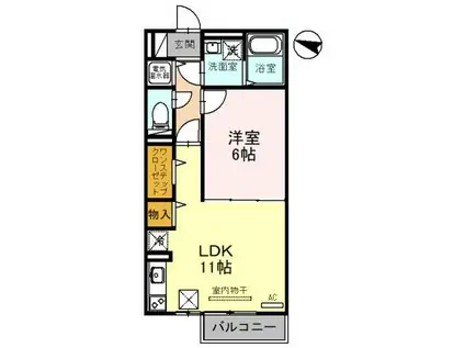 ボンヌ・シャンス DEUX(1LDK/1階)の間取り写真