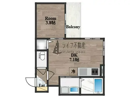 ジャカルタ519(1DK/3階)の間取り写真