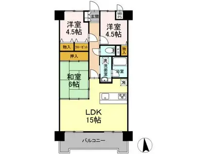 リバーサイド鈴木(3LDK/3階)の間取り写真