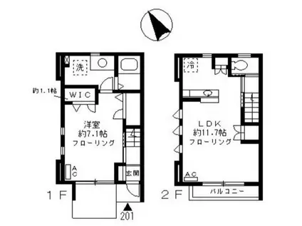 リヴェール武蔵小山(1LDK/1階)の間取り写真