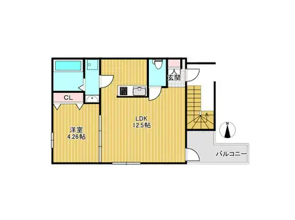 茜さす春のセラビィ(1LDK/2階)の間取り写真