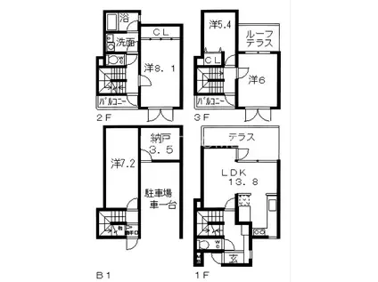 HABIWELLFUJIGAOKA(4LDK/1階)の間取り写真