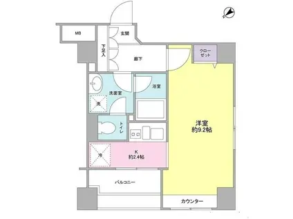 A K レジデンス(1K/6階)の間取り写真