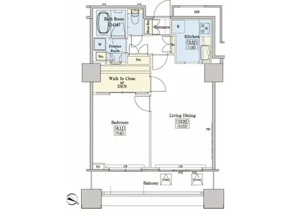レジディアタワー上池袋(1LDK/16階)の間取り写真