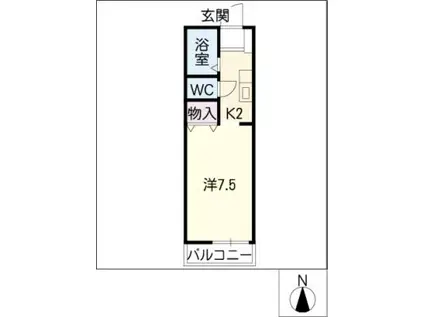 シーニックIRYO(ワンルーム/1階)の間取り写真