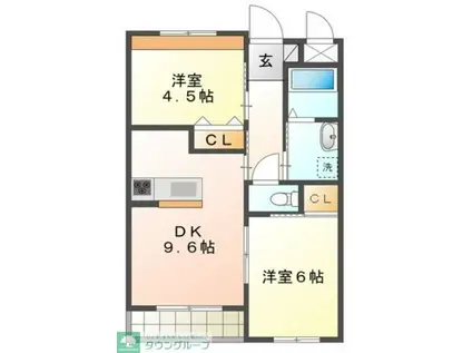 ジングレース(2DK/3階)の間取り写真