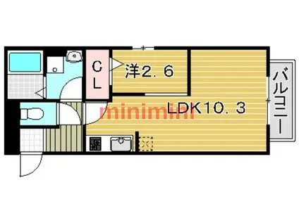 ベルデ高浜(1LDK/2階)の間取り写真