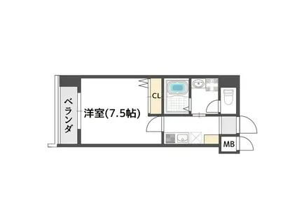 ウエンズ大阪城北(1K/7階)の間取り写真