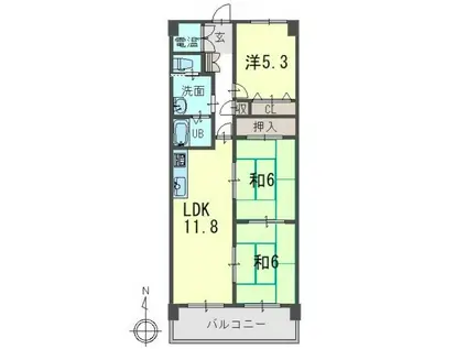 フォレスタ手原(3LDK/1階)の間取り写真