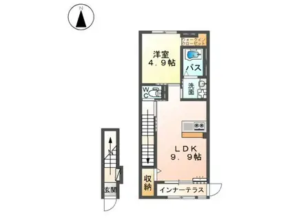 ＪＲ高崎線 本庄駅 徒歩22分 2階建 築5年(1LDK/2階)の間取り写真
