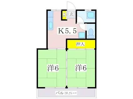 第2シティハイツ(2DK/2階)の間取り写真