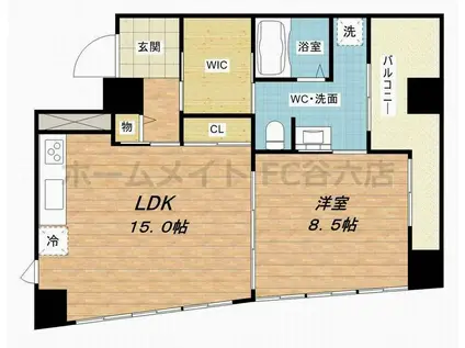 WOB西梅田(1LDK/3階)の間取り写真
