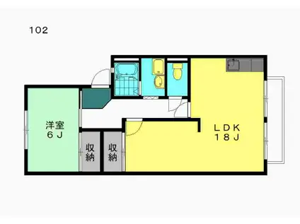 グリーンハイツ今川(1LDK/1階)の間取り写真