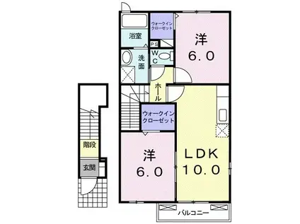 ラ・ウェゾン川崎I(2LDK/2階)の間取り写真