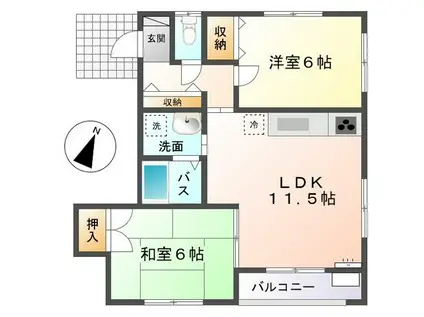 ルネヴィスみどり坂(2LDK/1階)の間取り写真