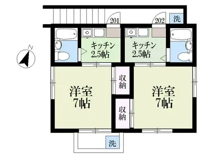 風ハウス(1K/2階)の間取り写真