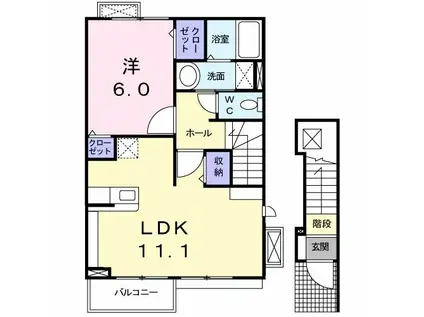 プロムナード(1LDK/2階)の間取り写真