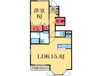 ポライトリー2(1LDK/1階)の間取り写真