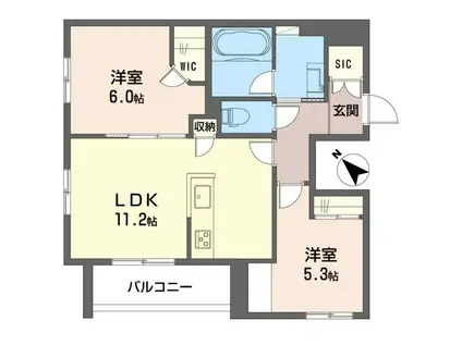 ヴィタレンタ(2LDK/1階)の間取り写真