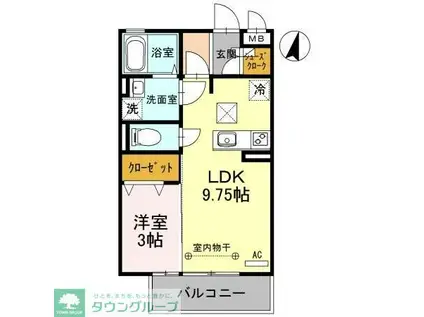 カンピエーレ(1LDK/1階)の間取り写真