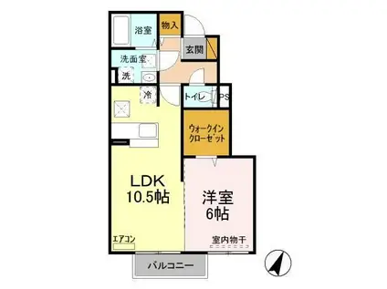 ベルウィルA(1LDK/1階)の間取り写真