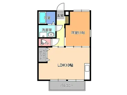 ソレアードA(1LDK/1階)の間取り写真