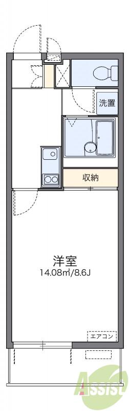 レオネクストカルミア(1K/4階)の間取り写真