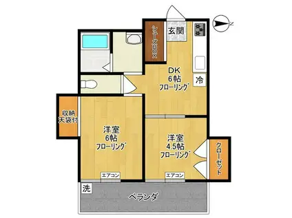 白ばらハイツ(2DK/1階)の間取り写真