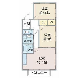 ルースリーリヤ(2LDK/2階)の間取り写真