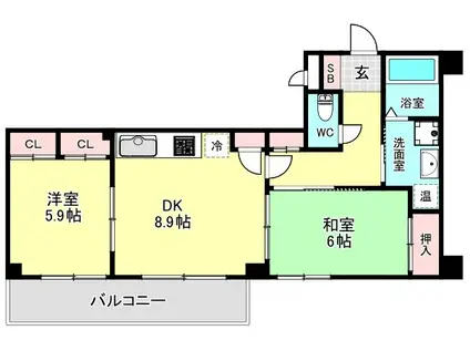 ヒル・ブリッジヒルNO1(2LDK/4階)の間取り写真