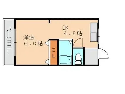 第6ファイブビル(1DK/3階)の間取り写真