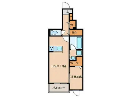 コティ コルミオ(1LDK/1階)の間取り写真
