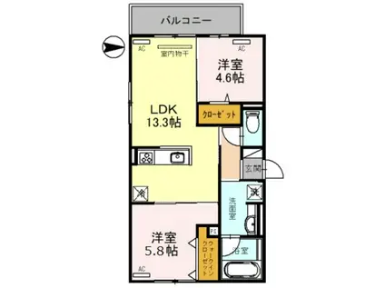 カメリア(2LDK/3階)の間取り写真