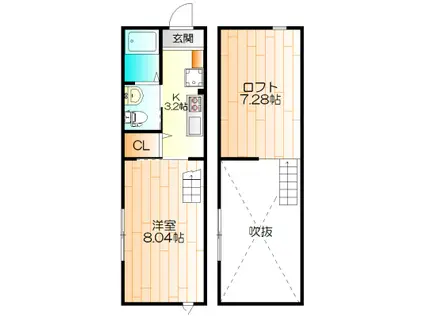 第4シバタハウス(1K/1階)の間取り写真