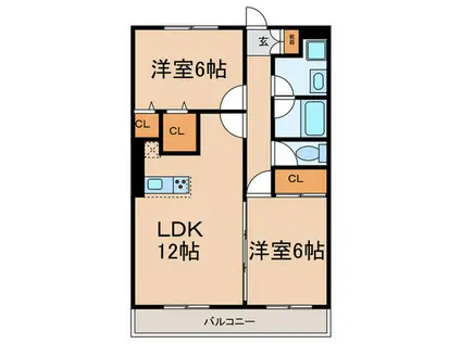 アーバンステージ小林(2LDK/2階)の間取り写真