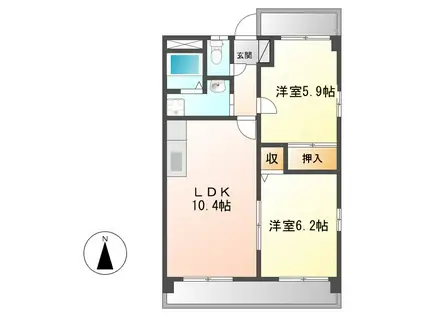 サンパーク春田(2LDK/1階)の間取り写真