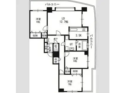 クリーンサッポロ医大西(3LDK/14階)の間取り写真