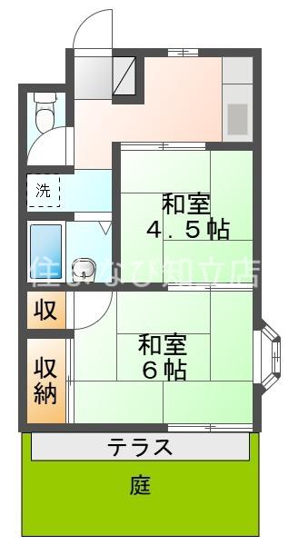 フォレスト神明B(2K/1階)の間取り写真