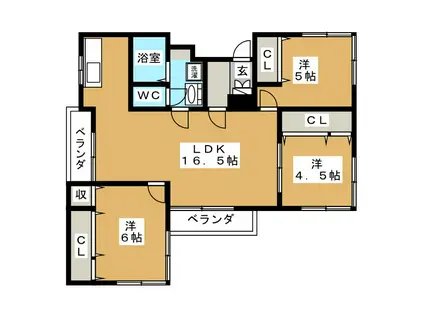 木村マンション(3LDK/3階)の間取り写真