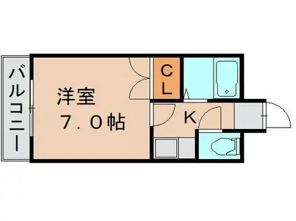 ライベストコート美野島(1K/7階)の間取り写真