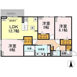シャンドフルール(3LDK/1階)の間取り写真