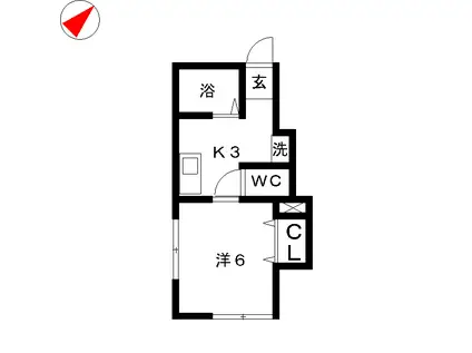 ハイム長崎(1K/1階)の間取り写真