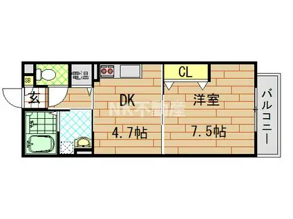 FELICE(1DK/2階)の間取り写真