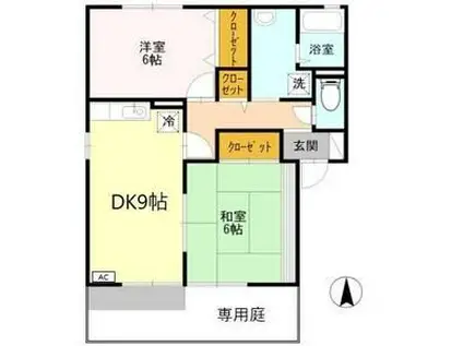 クレールコートB(2DK/1階)の間取り写真